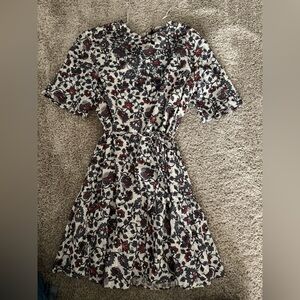 Zara Black and Red Floral Mini Dress